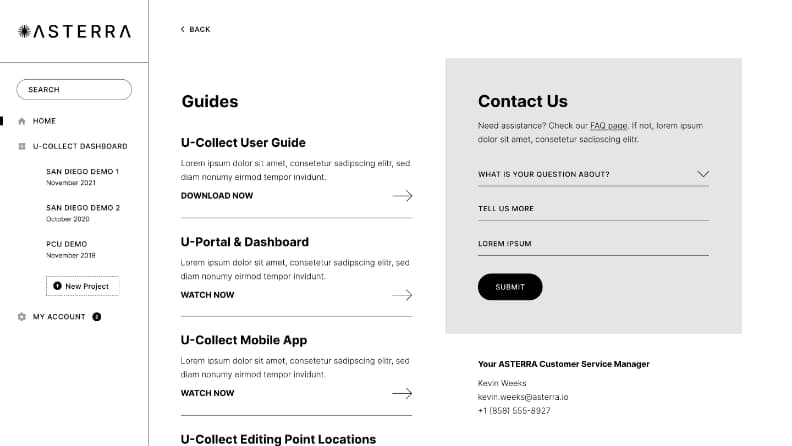 ASTERRA portal wireframe 1