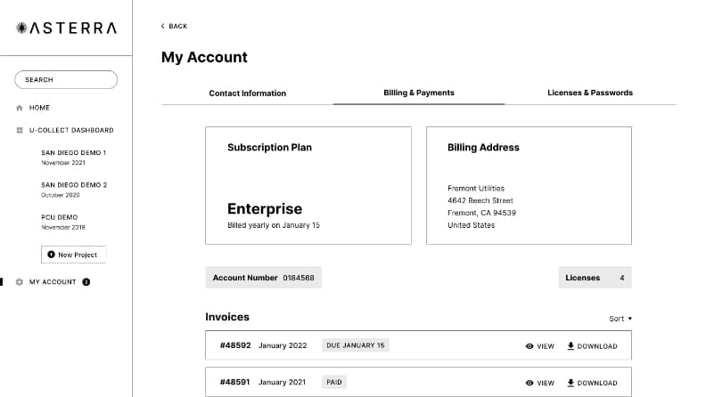 ASTERRA portal wireframe 8