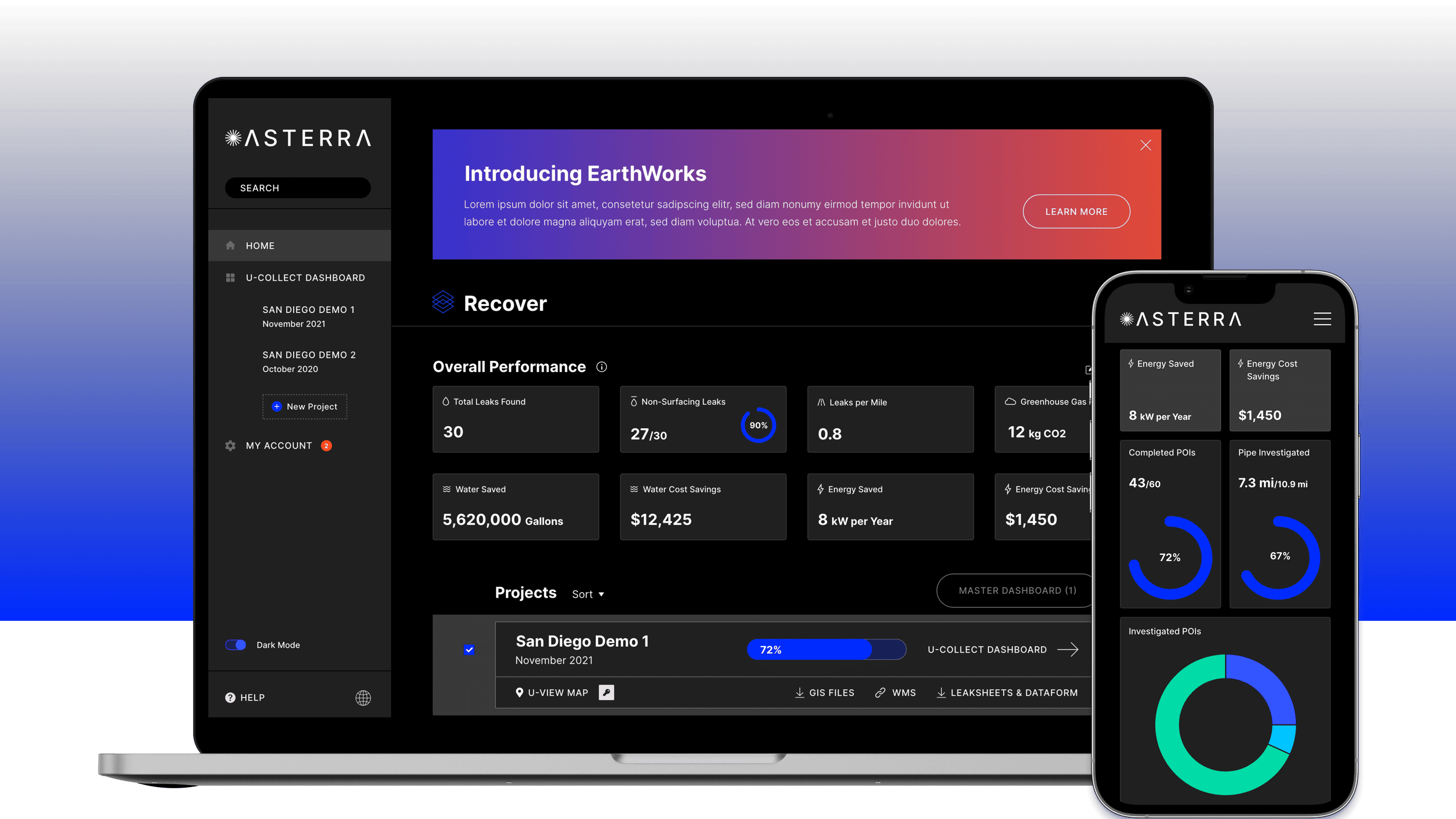 ASTERRA portal gradient mockup